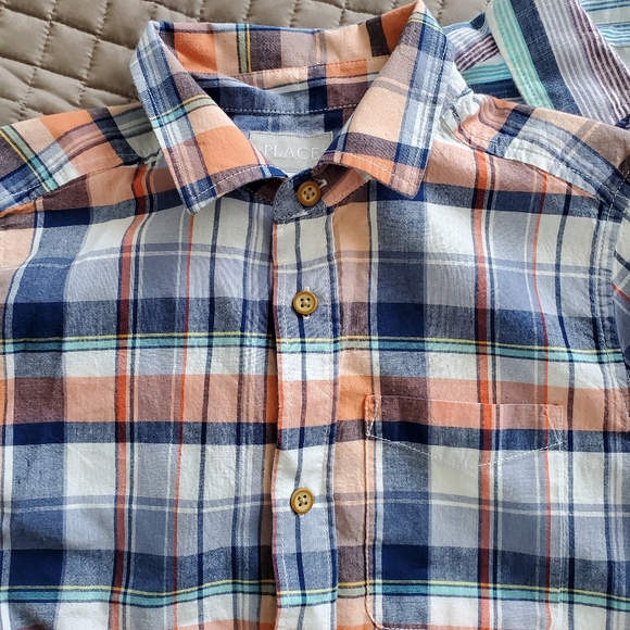 Children's Place Button-Down Shirt Short Sleeves x 2, Boys, Size L (10-12) - Picture 4 of 5